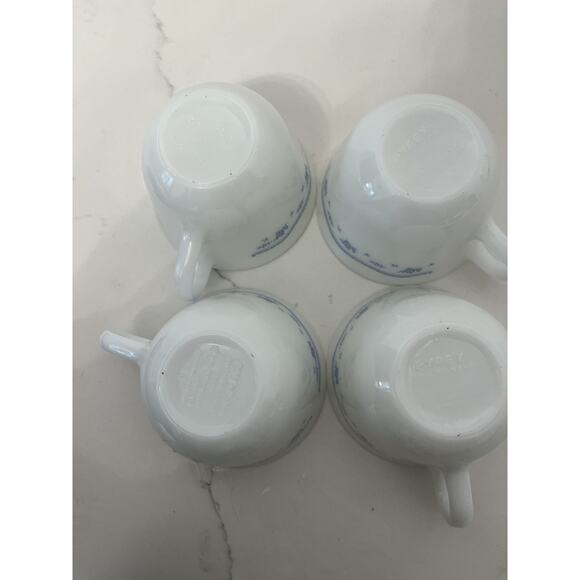 Corelle Corning Pyrex Morning Blue Coffee/Tea Cups Set of 4 Discontinued - Picture 2 of 6